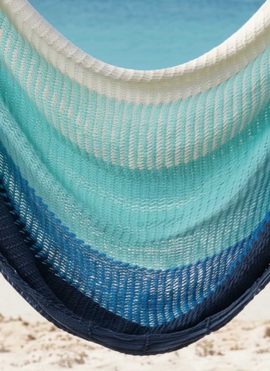 Seaside Glow Hammock Chair – Handwoven Sand-to-Sea Ombré Hanging Chair
