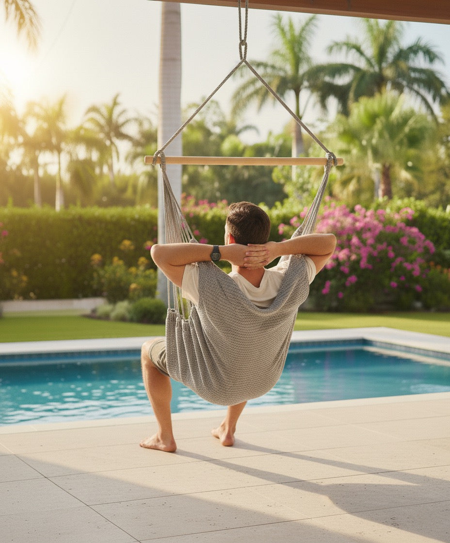 Ash Grey Hammock Chair – Handwoven Neutral Grey Solid Color Hanging Chair