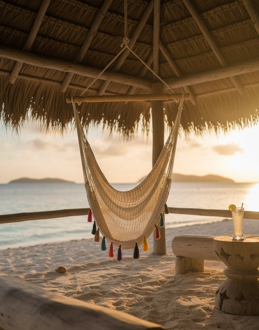 Confetti Waterproof Hammock Chair – Handwoven Indoor/Outdoor Hanging Chair with Rainbow Tassels