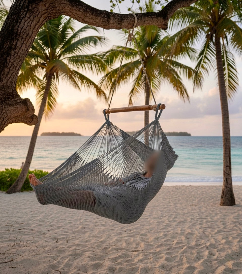 Ash Grey Hammock Chair – Handwoven Neutral Grey Solid Color Hanging Chair