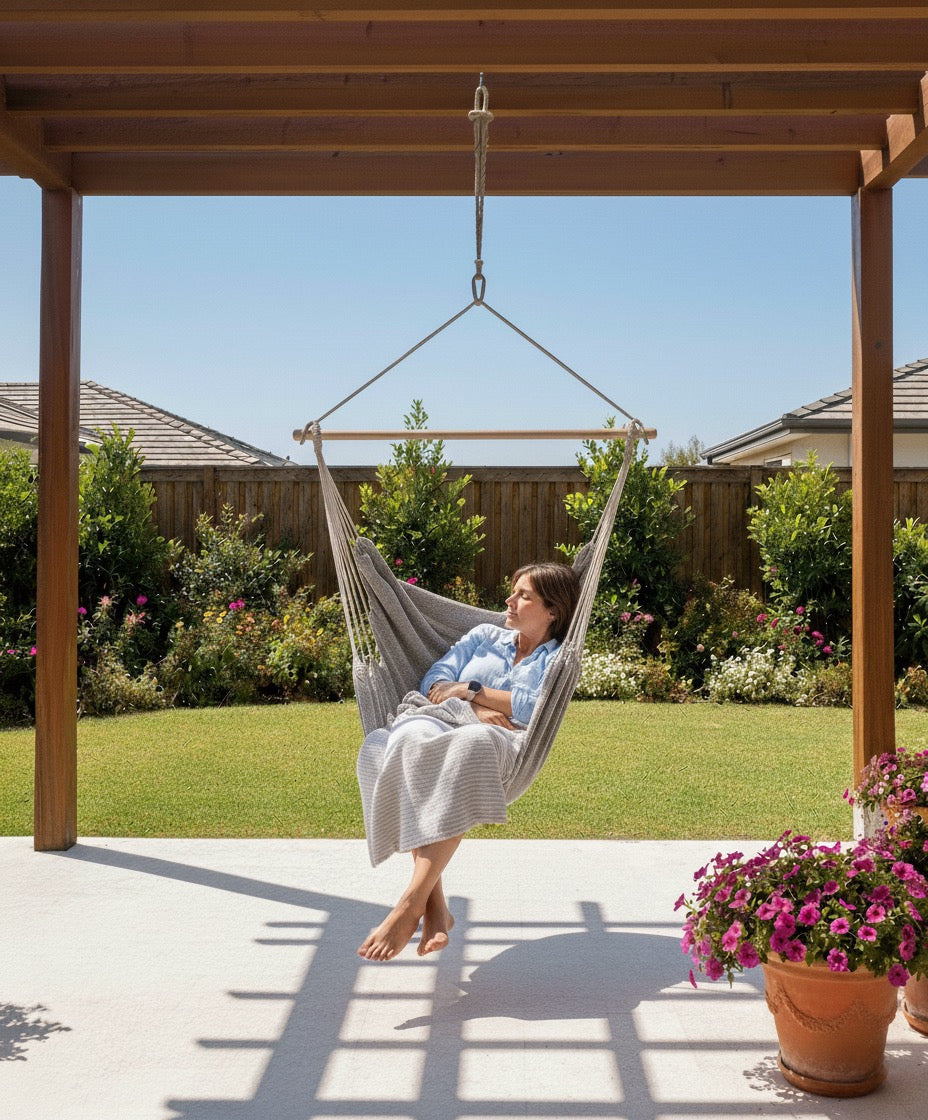 Ash Grey Hammock Chair – Handwoven Neutral Grey Solid Color Hanging Chair