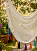 Confetti Waterproof Hammock Chair – Handwoven Indoor/Outdoor Hanging Chair with Rainbow Tassels